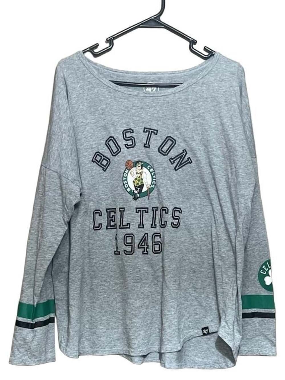47 Brand Boston Celtics Long Sleeve T-Shirt Size XL Gray Cotton Modal